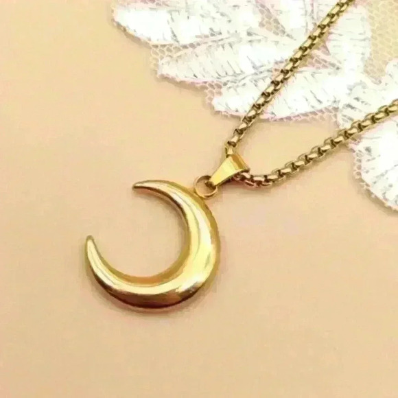 Gold Crescent Moon Necklace on a sleek 18k Gold Filled Chain

24 inches - Picture 3 of 3
